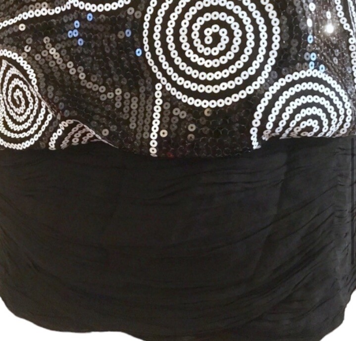 Vintage Late 1990’s Black & White Sequin Halter Dress by Cache, Prom Dress, 2