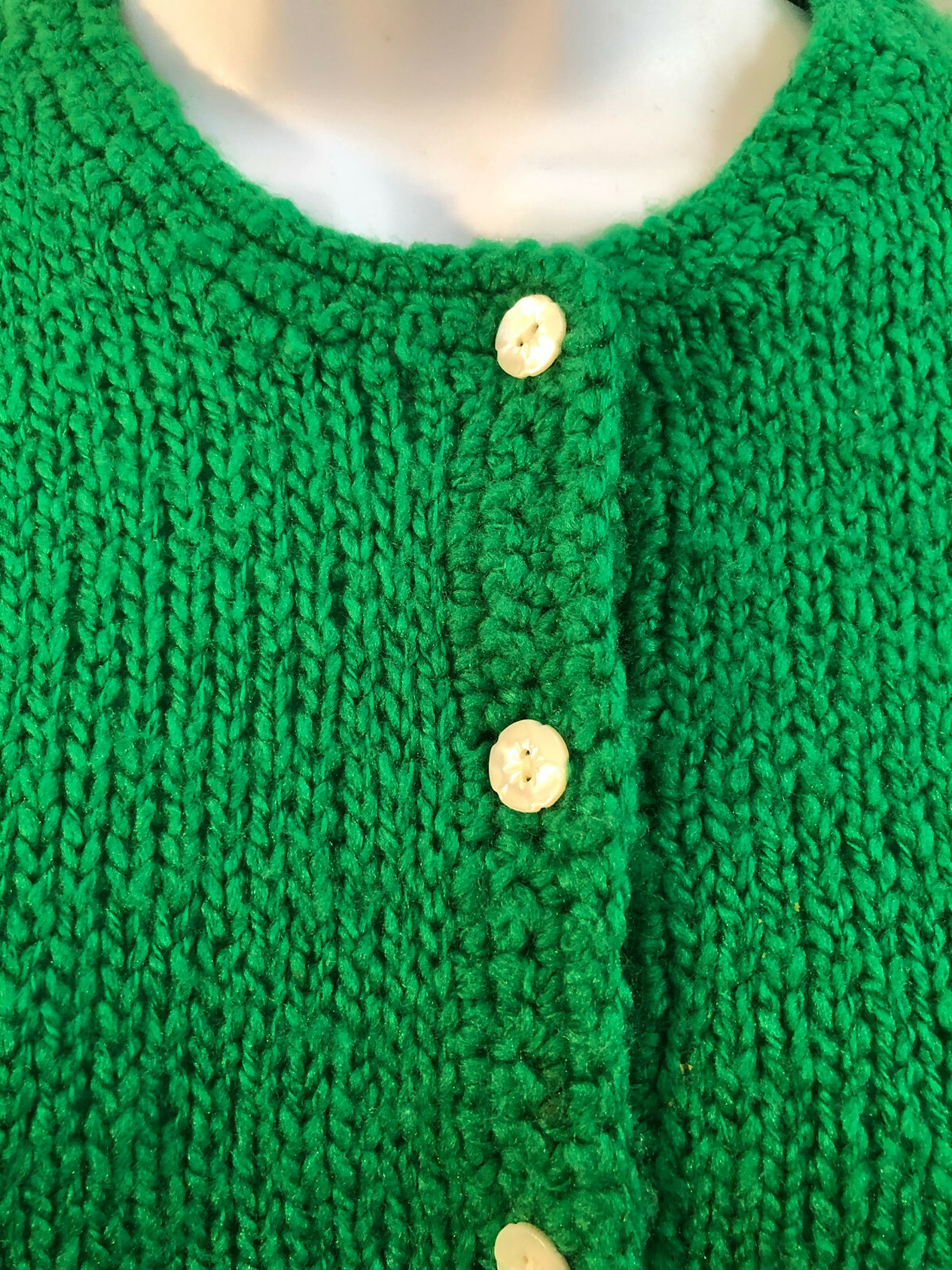Carroll Reed ’70s Preppy Emerald Green Acrylic Cardigan sweater sz 36 Hong Kong