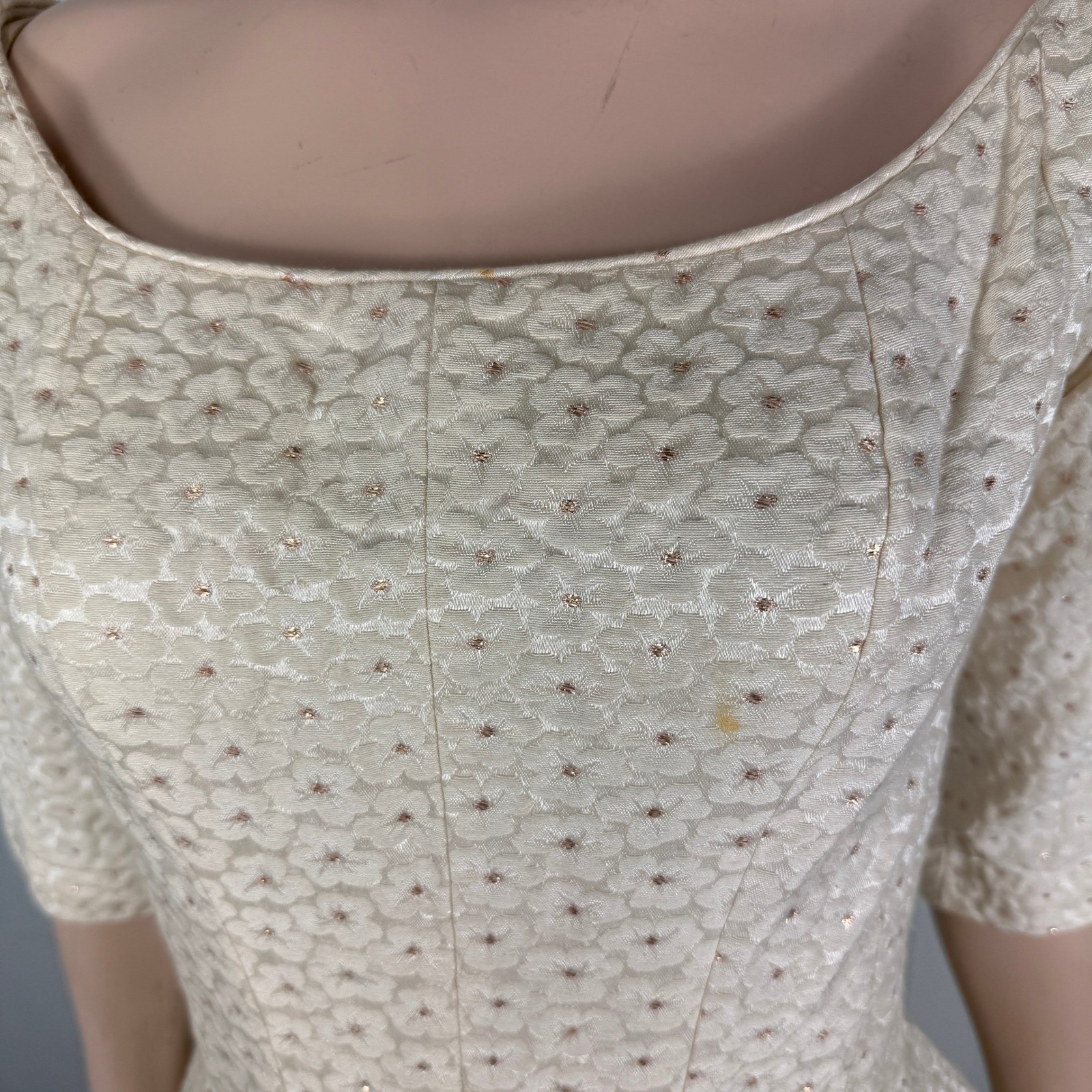Vintage 50s 60s Gigi Young Women’s Dress Party Formal Evening Metallic Floral I8