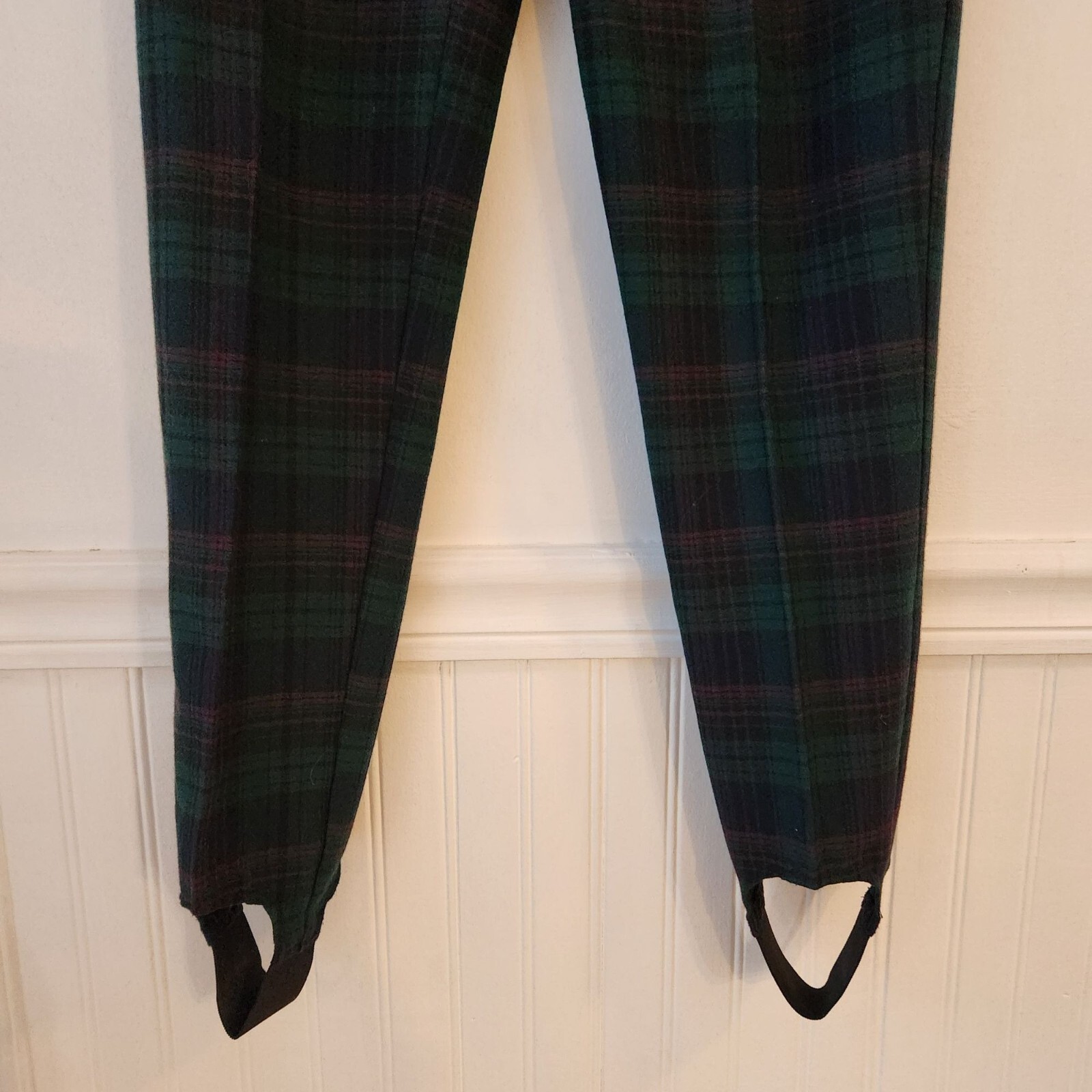VTG High Waisted Green Plaid Stirrup Pants Made in USA Academia 2-4 (VTG 5/6)