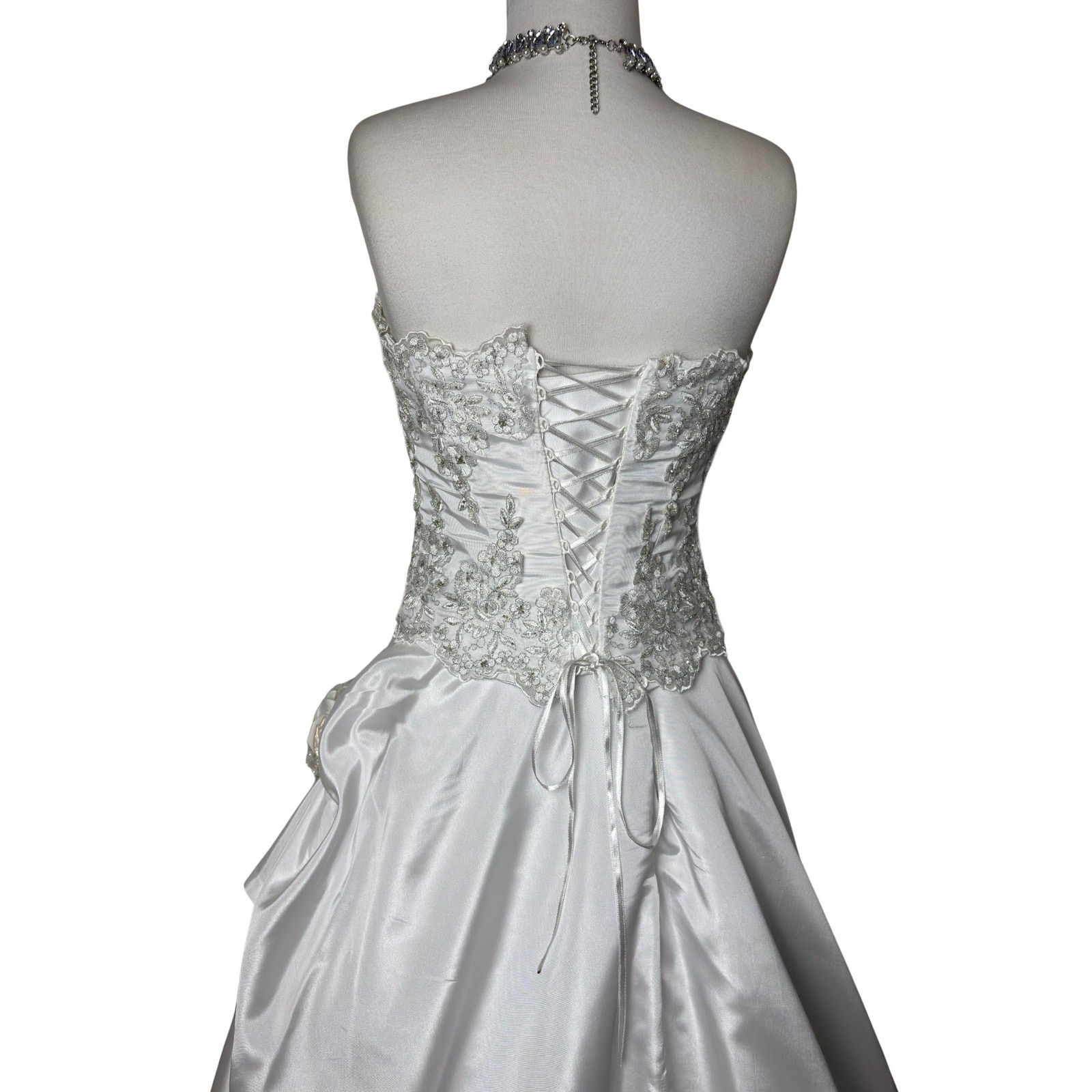 Vintage White Wedding Dress Lace Applique Bridal Gown Princess Fairycore Wedding