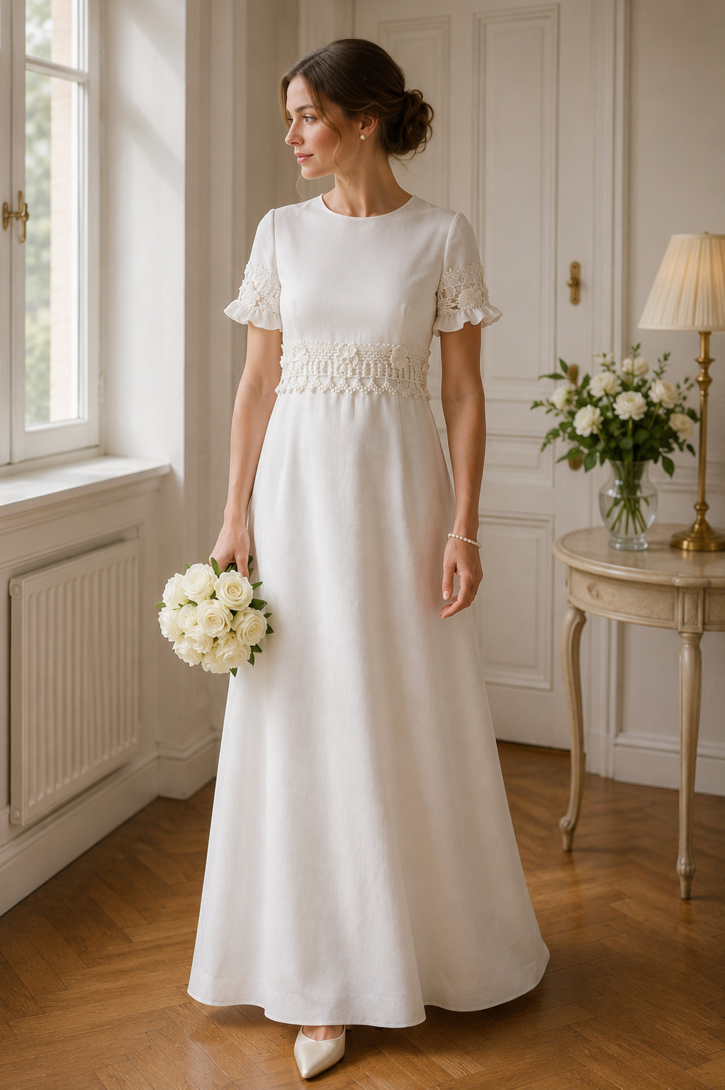 Wedding dress Emiliana reversible model 60s vintage wedding empire lace size 36/38