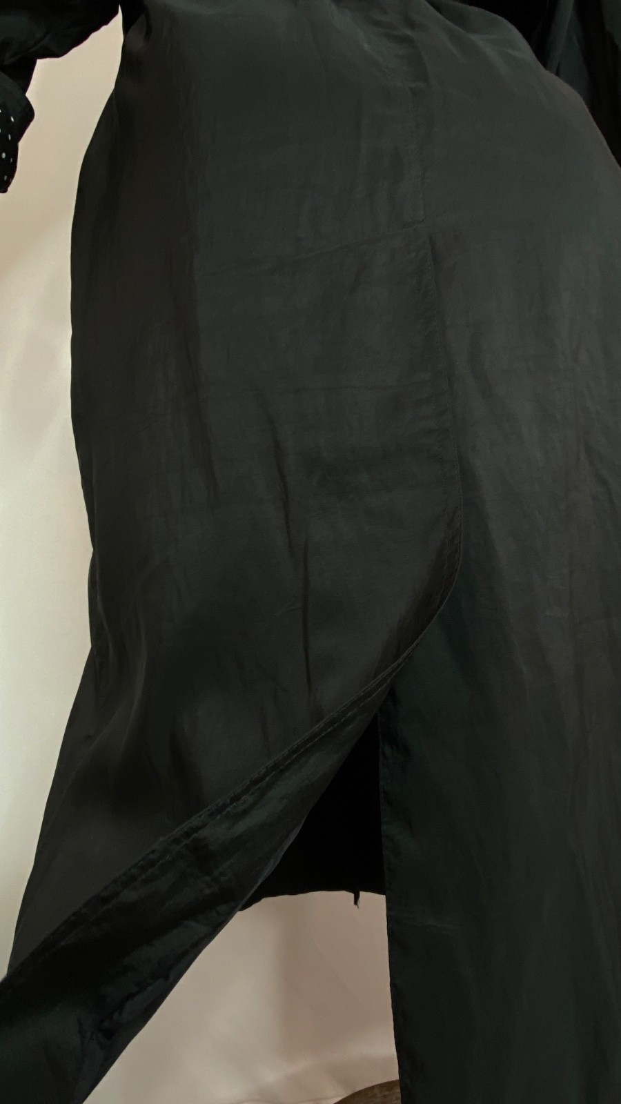Vintage 1990s black long raincoat 14 XL trench coat rain jacket nylon plus size
