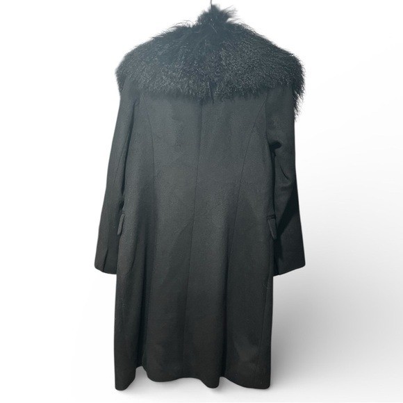 Banana Republic Wool Coat Medium Black Removable Shearling Collar Vintage