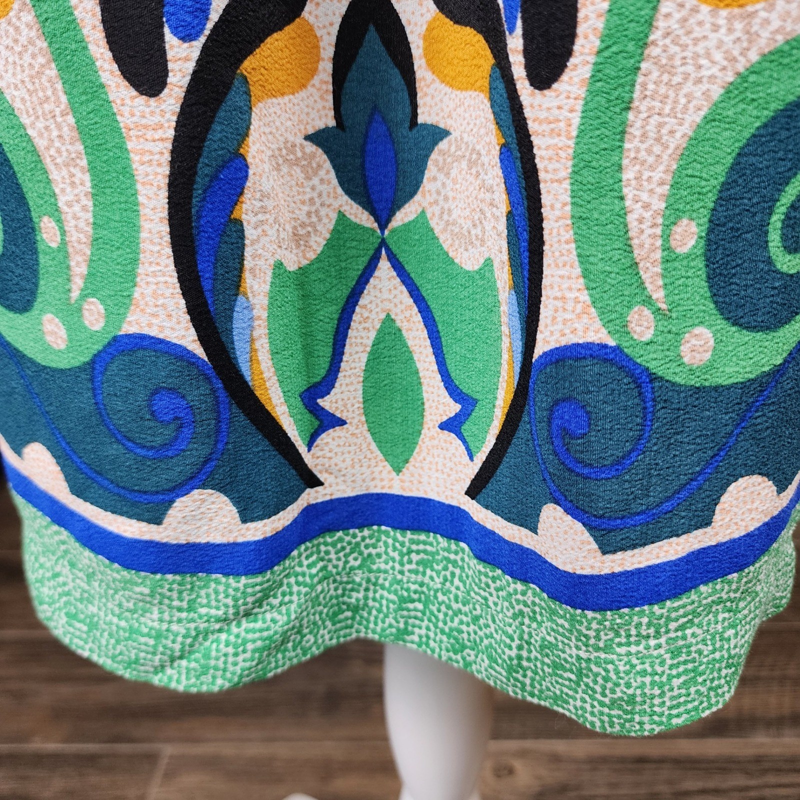 Anthropologie Maeve Folksong Shift Dress Womens XL Blue Green Bird Floral Casual