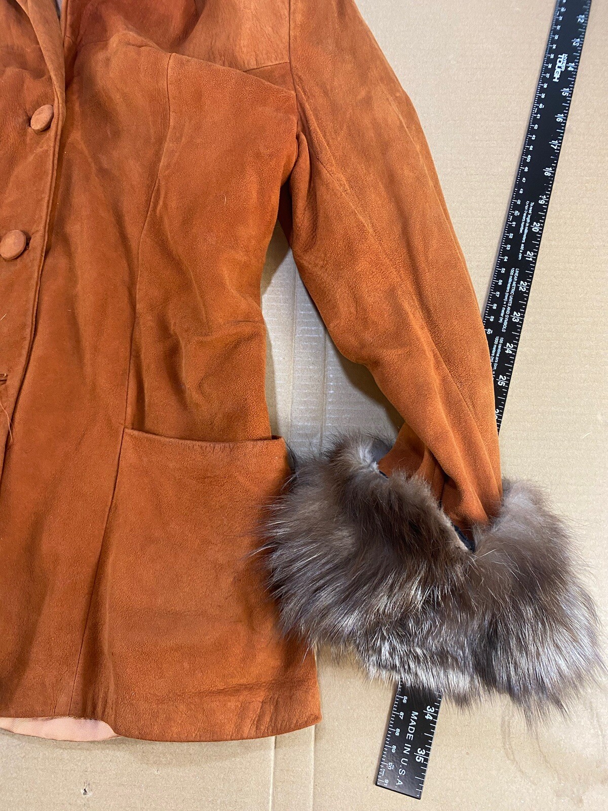 Vtg 40s 50s 60s Leather Suede Fur Mink Arizona Aztec Western Navajo Jacket Coat