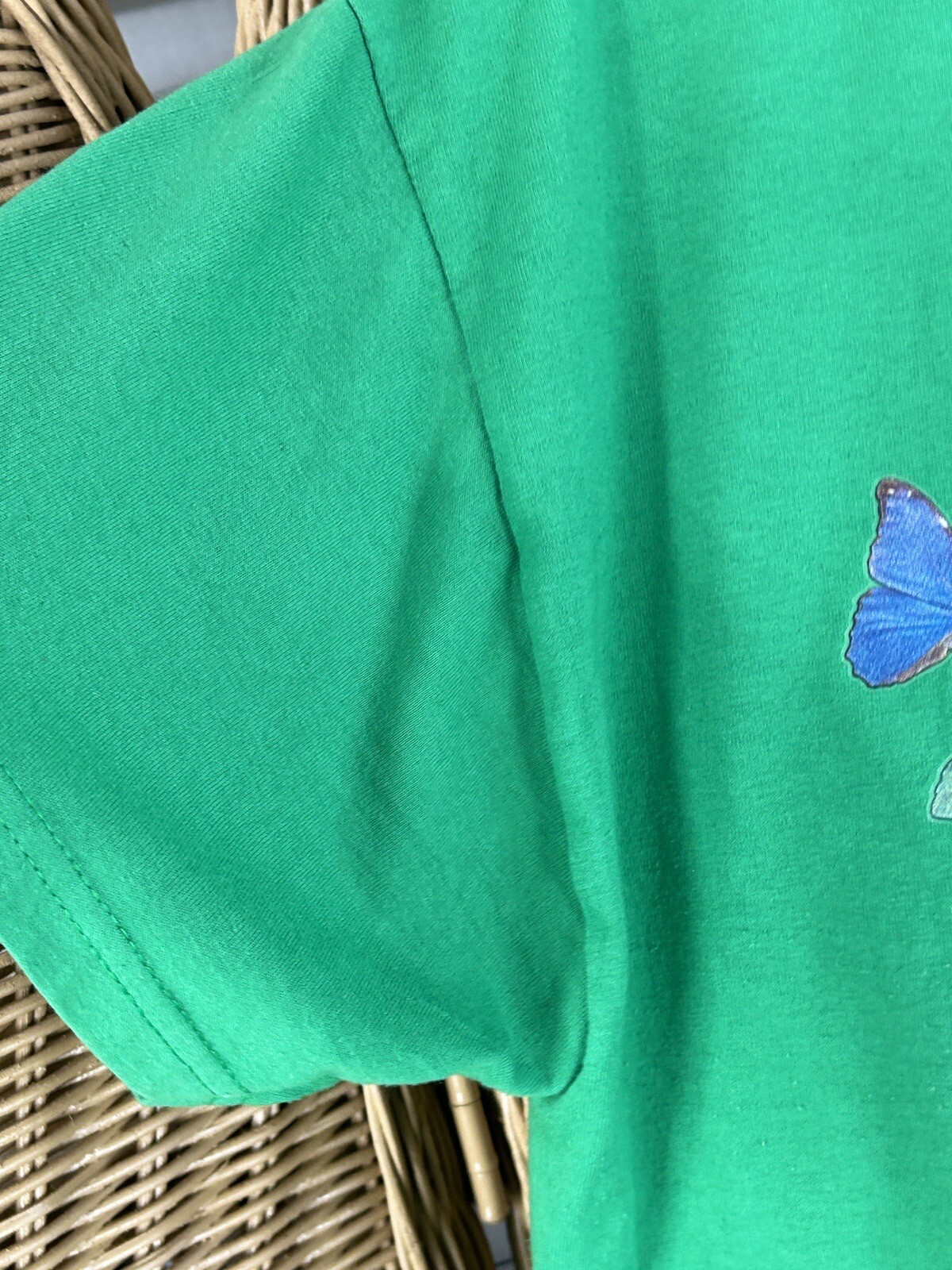 vintage t shirt 90s russell Butterfly Floral Medium Nature green