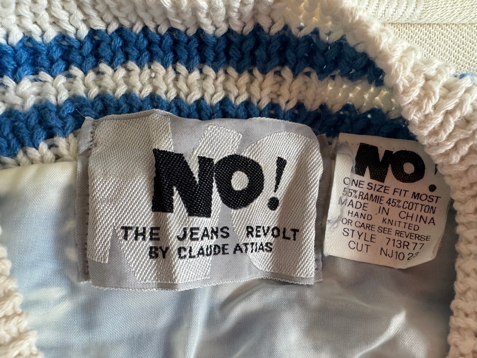 Vintage 1980’s NO! The Jeans Revolt Sweater by Claude Attias