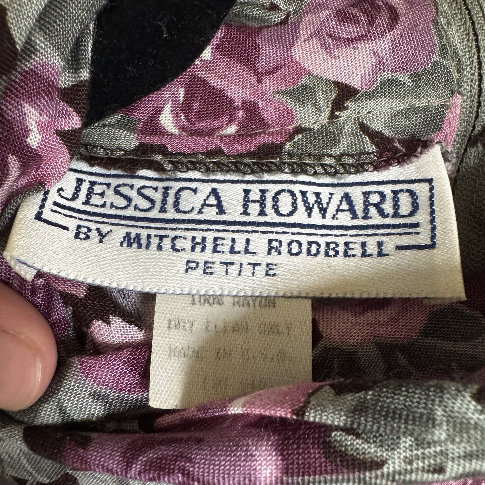 Vintage 80s Jessica Howard Mitchell Rodbell Floral Midi Dress Belted Petite 12