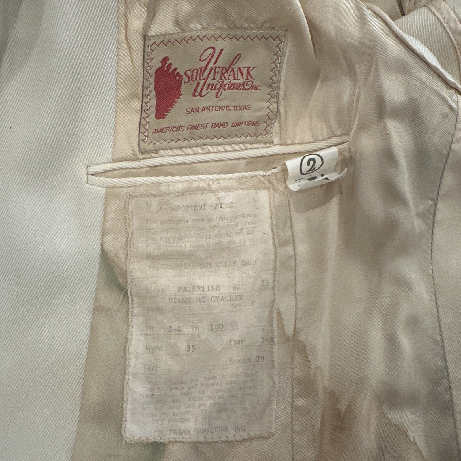 Vtg Palestine TX Wildcats HS Marching Band Uniform Jacket 32S Pants 24×27