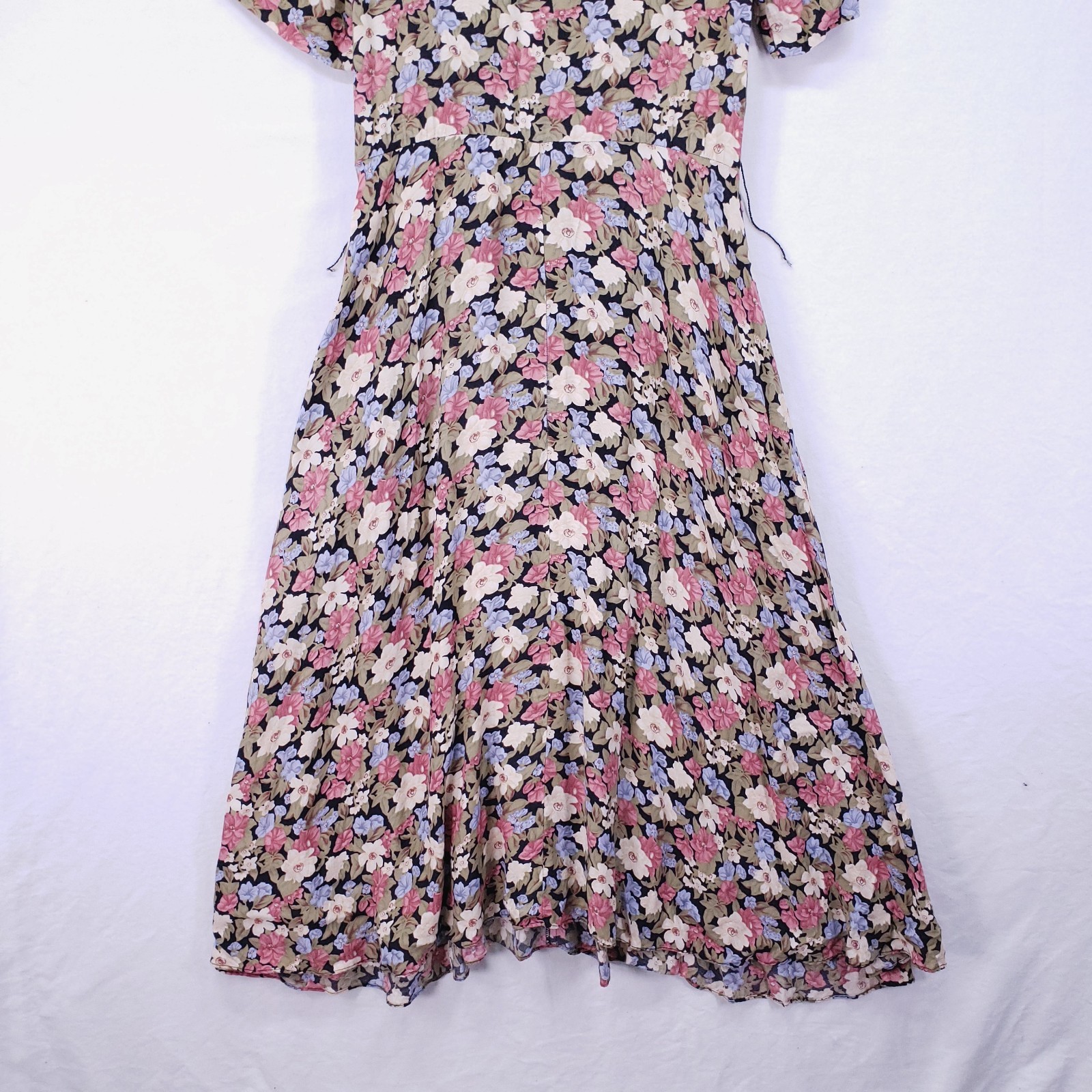 Vintage ED Michaels Melanie Drucker Floral Tea Midi A-line Cottagecore Dress