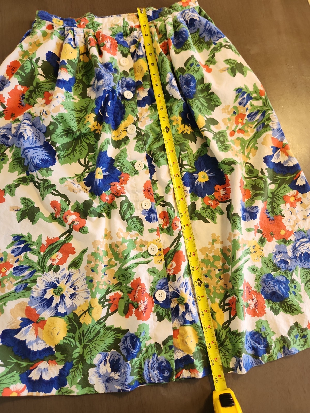 Vintage 80s Floral Skirt Jeri Marque Size 16 Cotton Blend Midi Cottagecore Boho
