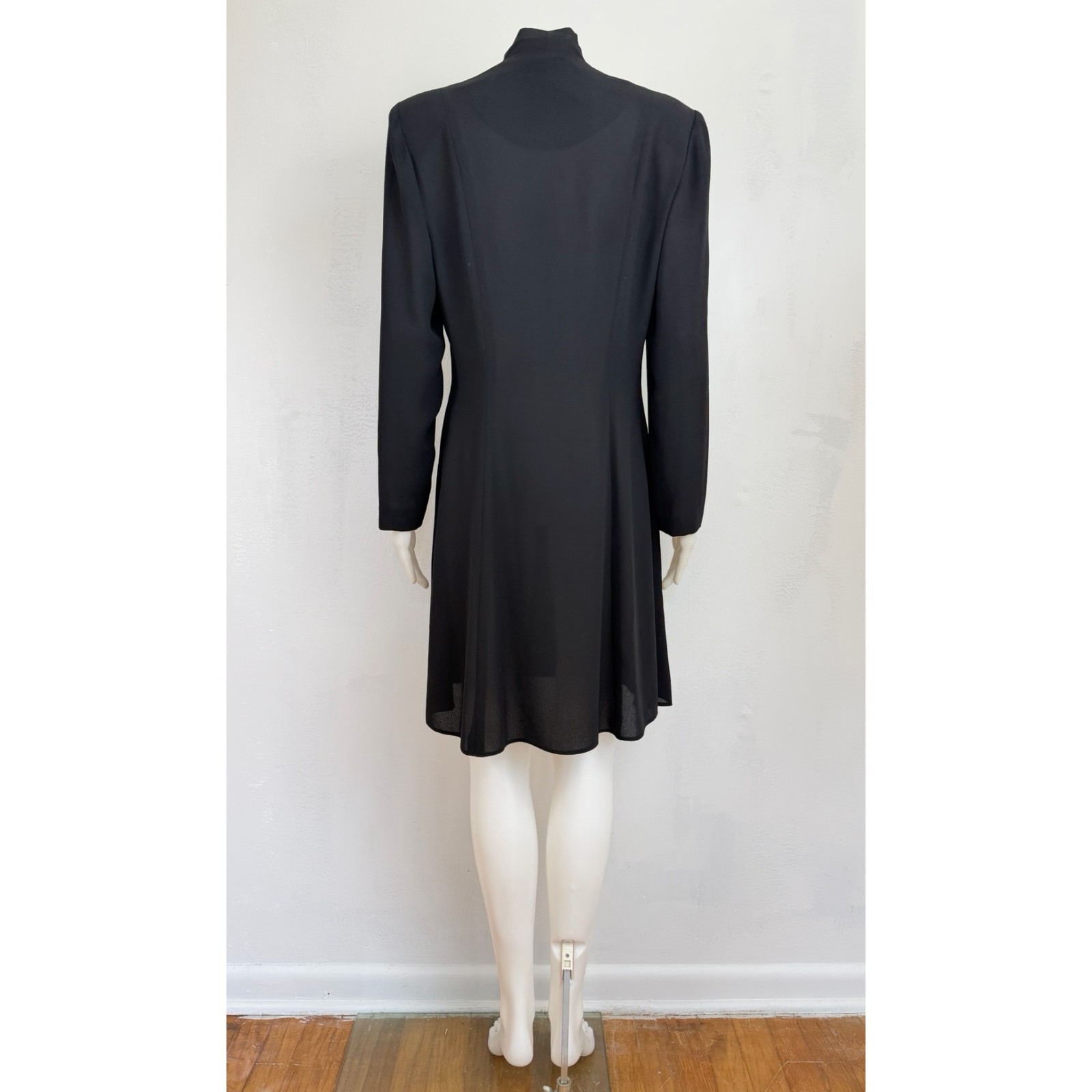 Vintage Double-Breasted Blazer Dress Size Medium 80s Black Sheer Crepe DW3 Saks
