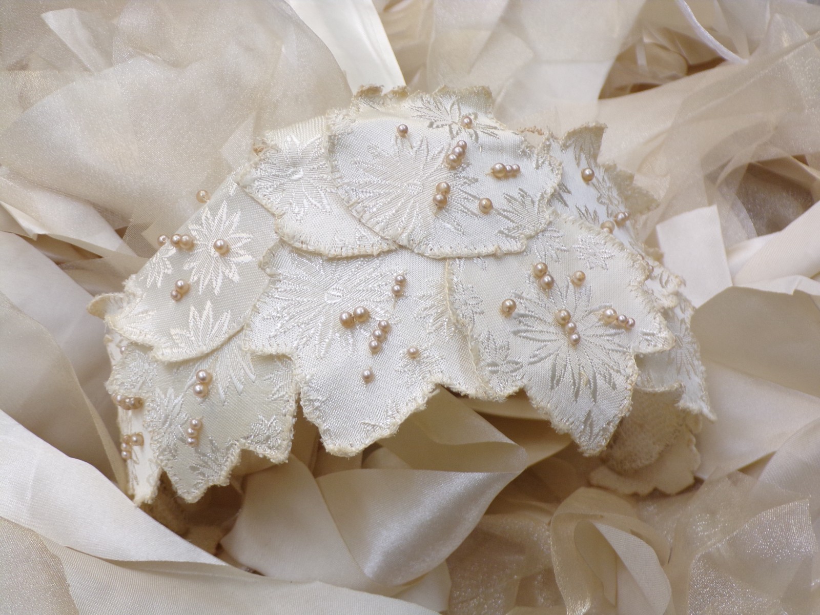Antique Vintage Wedding Bridal Headpiece Style: White Rose Bud