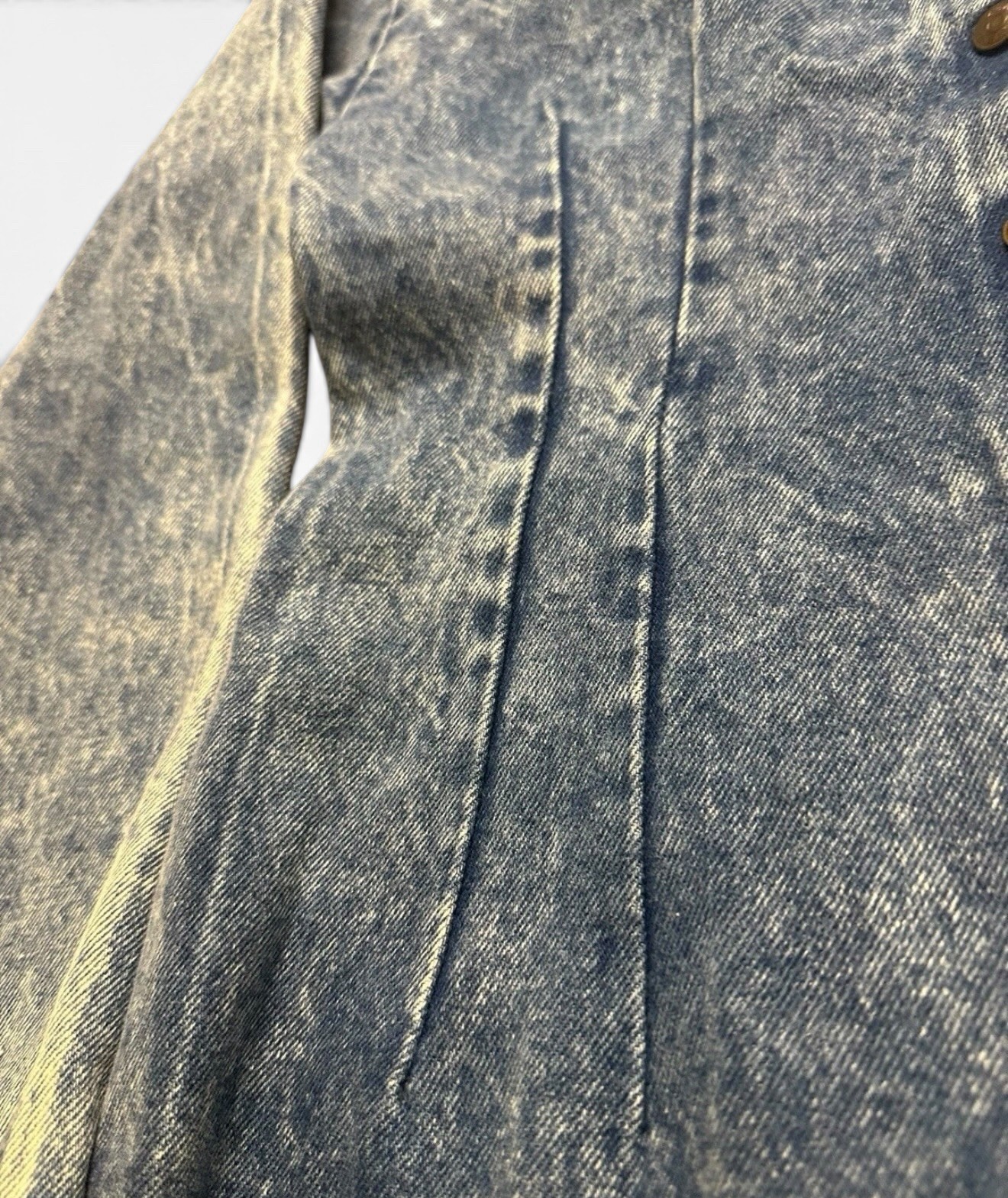 Vintage Zena Acid Wash Blue Denim Dress Size 9 Button Front Long Sleeve USA