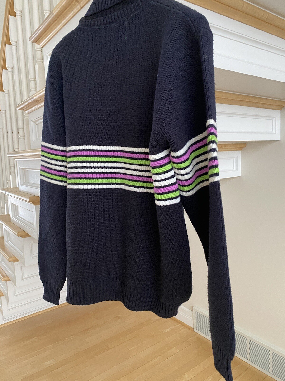 Vintage Women’s Arctic Cat Sweater Large Black Green Purple White Arcticwear