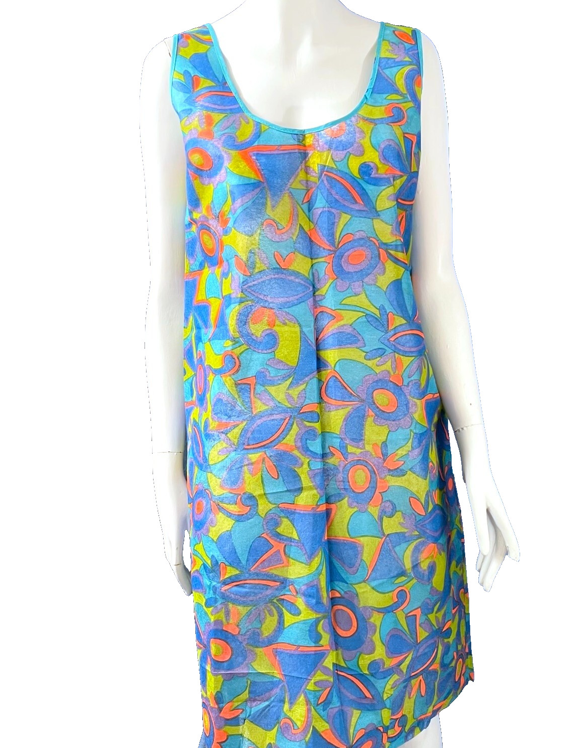 Vintage Paper Dress 1960s Psychedelic Iconic Waste Basket Boutique Size 12-14