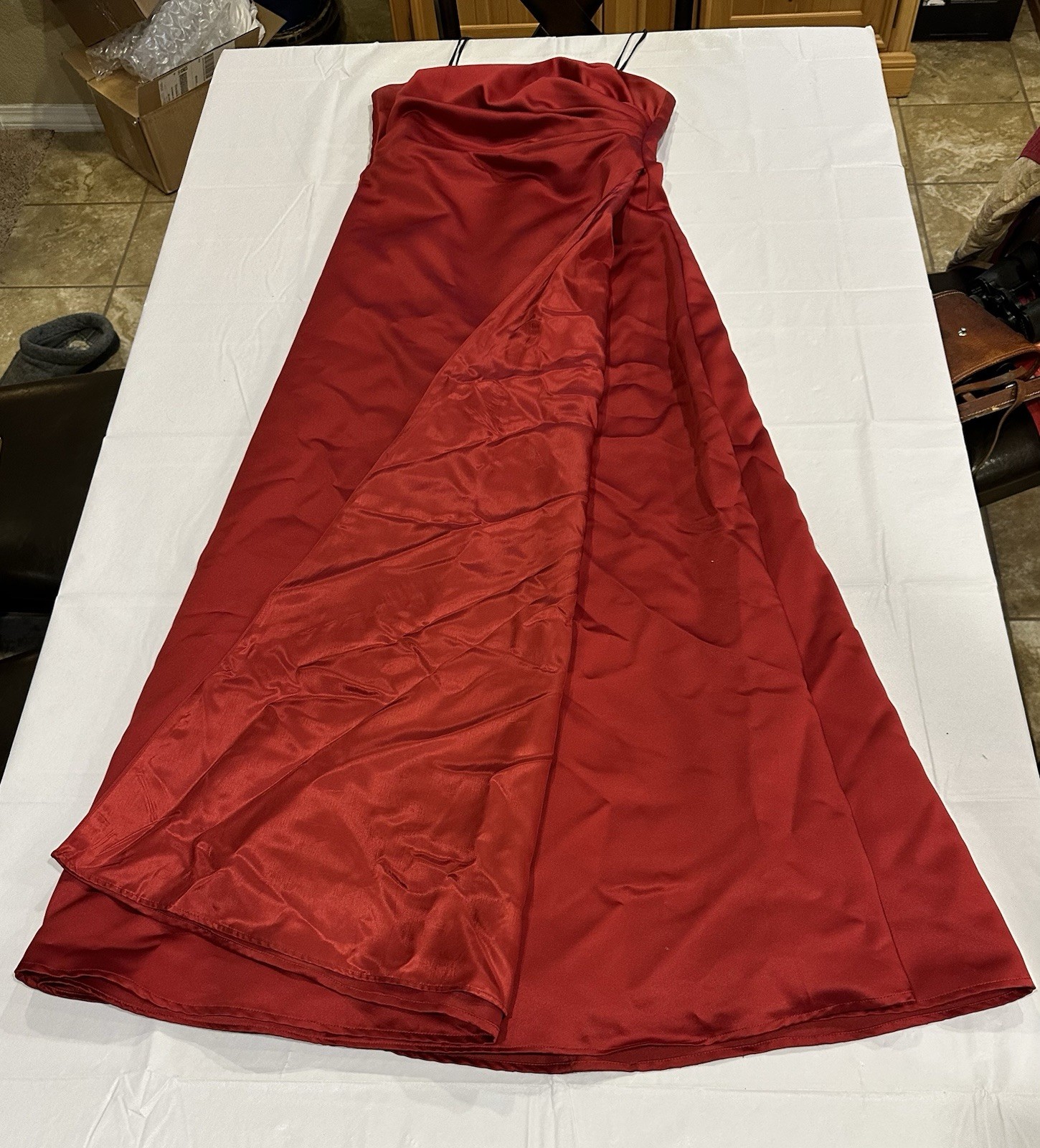 Michaelangelo Prom Dress Red/Maroon Maxi Strapless With Shawl Size-12