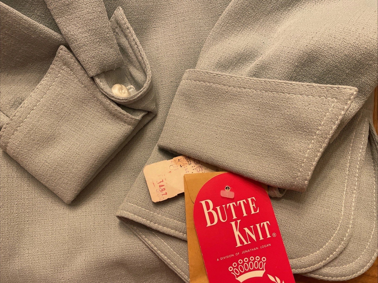 NWT~Vintage Butte Knit Sage Green Pullover Blouse Polo Style Made In USA Size 14