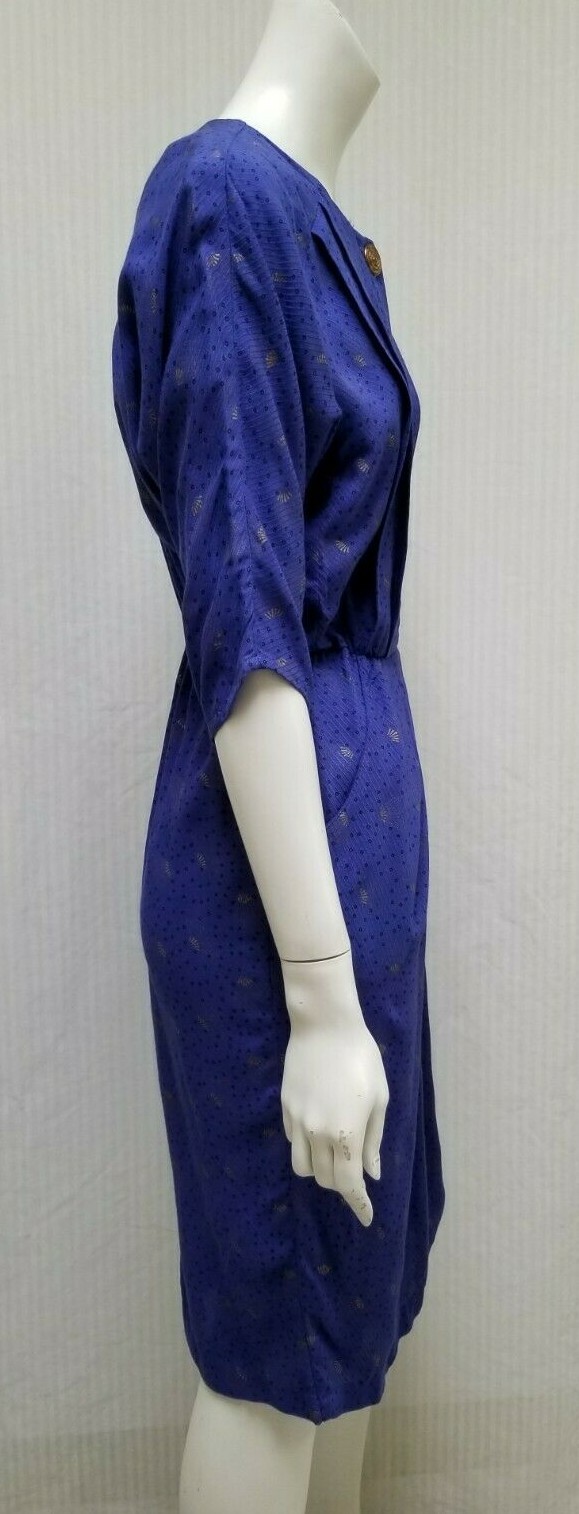 Vintage 80/90’s Positive Influence Purple Gold Print Rayon DRESS – Size S – EUC