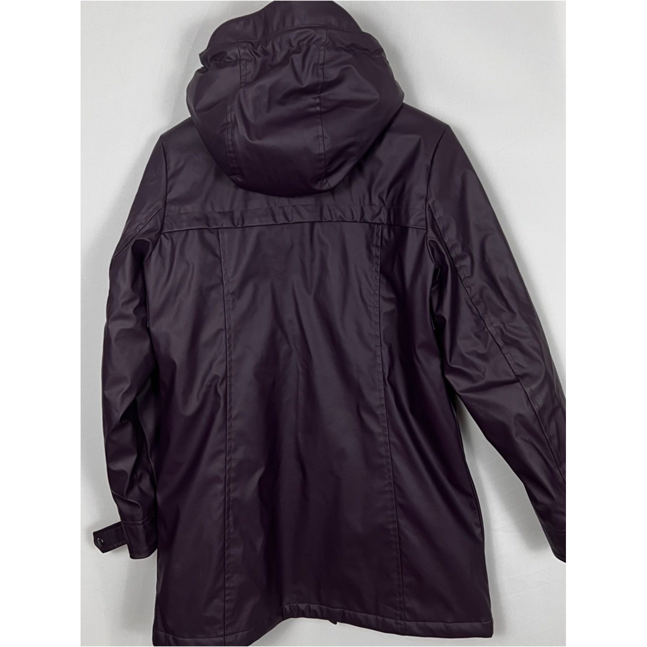 Weatherproof Women’s Hooded Rain Slicker Jacket Plum Size Small