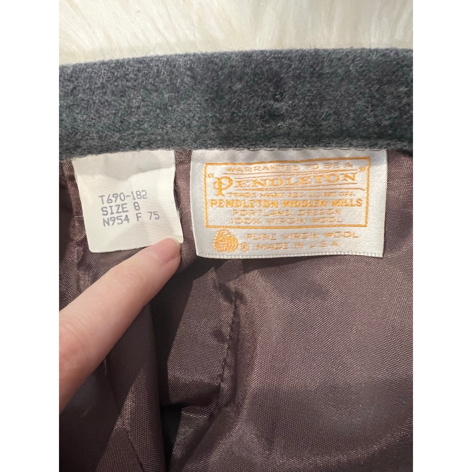 Vintage USA Pendleton Woolen Mills 100% Pure Virgin Wool Lined Skirt Midi 8 Med