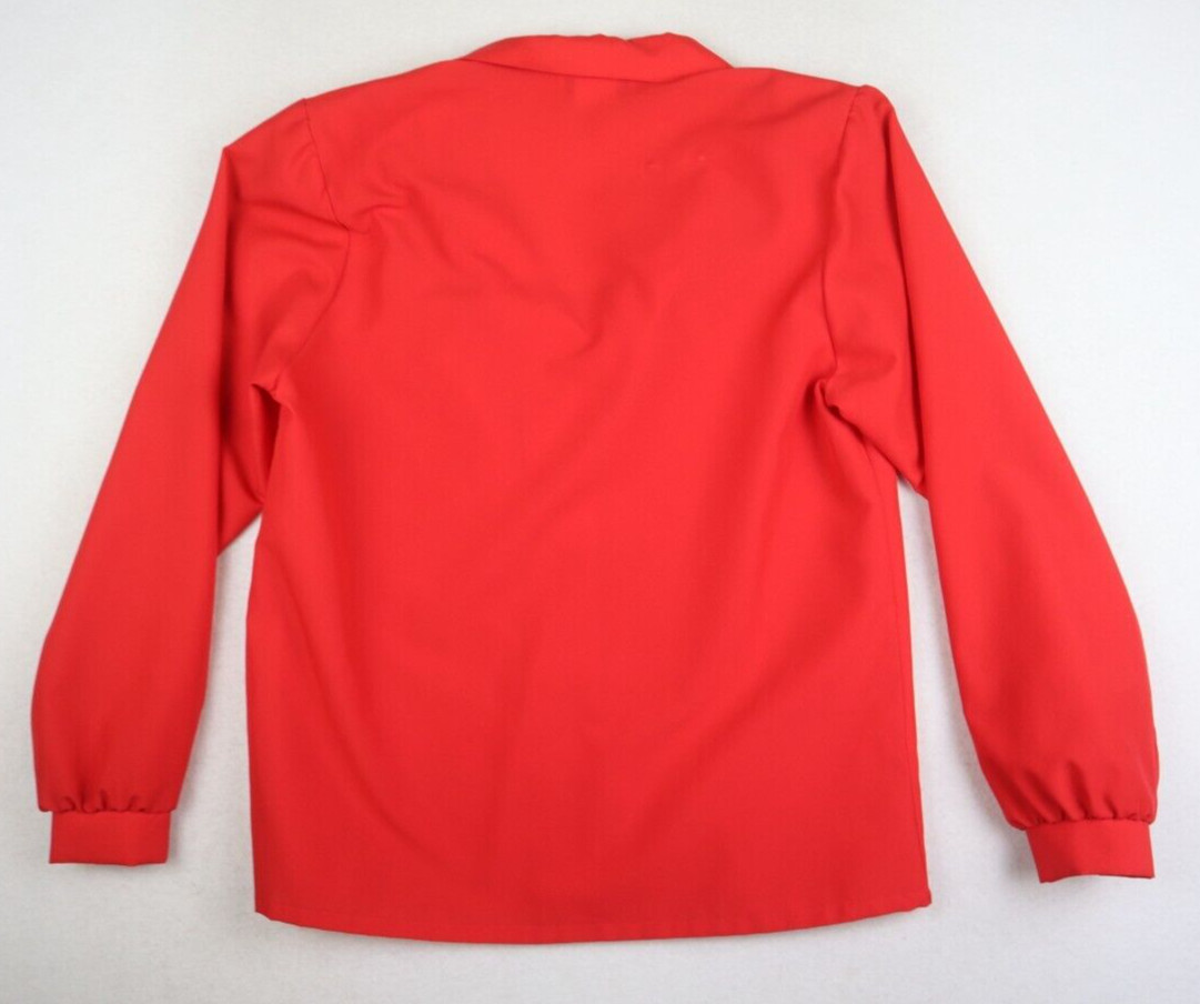 VINTAGE WOMEN’S RED LONG SLEEVE BUTTON-UP BLOUSE – LUCKY WINNER – SIZE 12