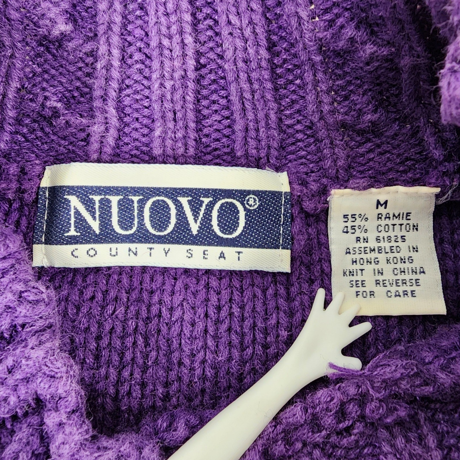 Nuovo County Seat Vintage Purple Heart Cable Knit Sweater Tunic Mock Neck Medium