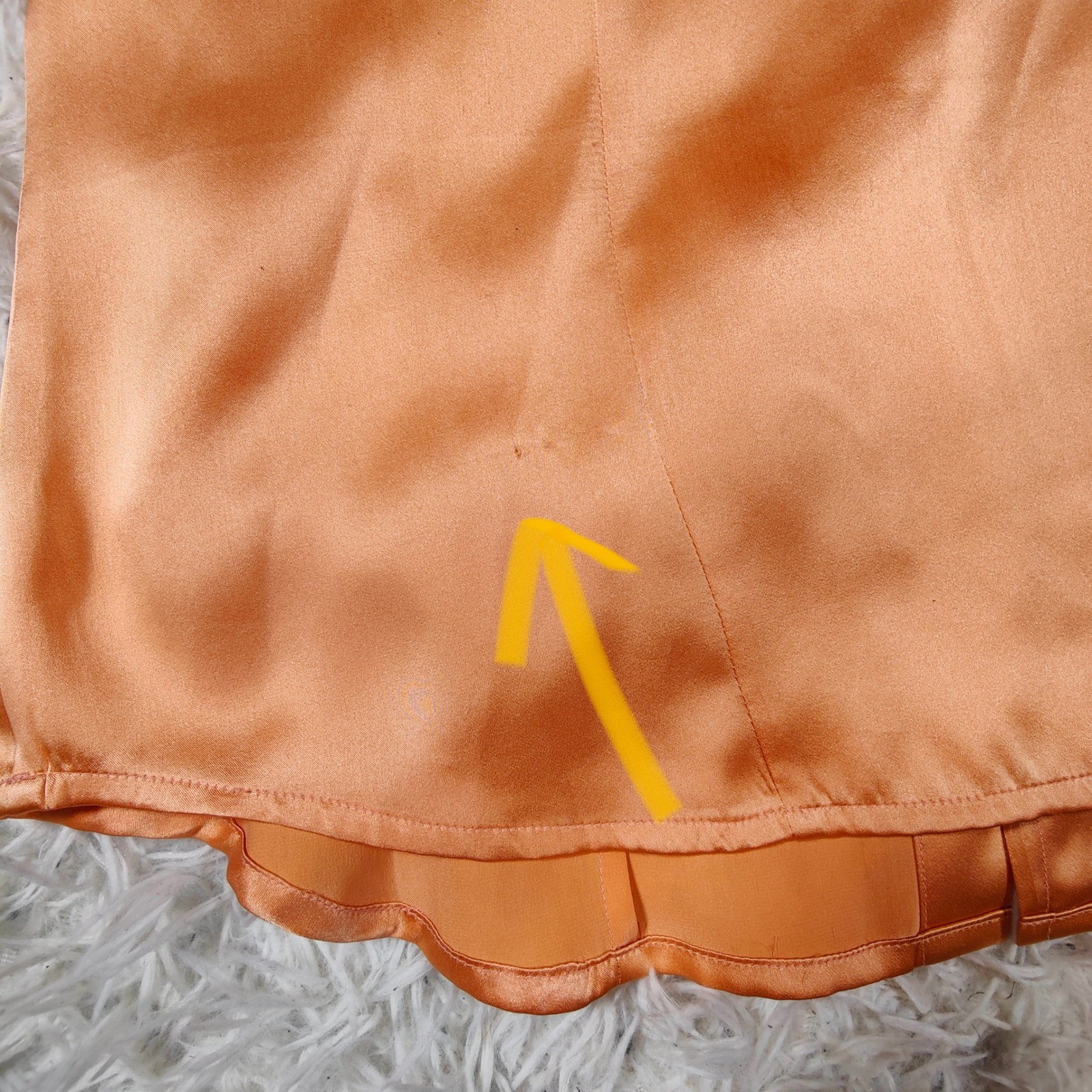 Vintage 90s 100% Silk Satin Button Down Blouse Pink Orange Tailored Womens 6