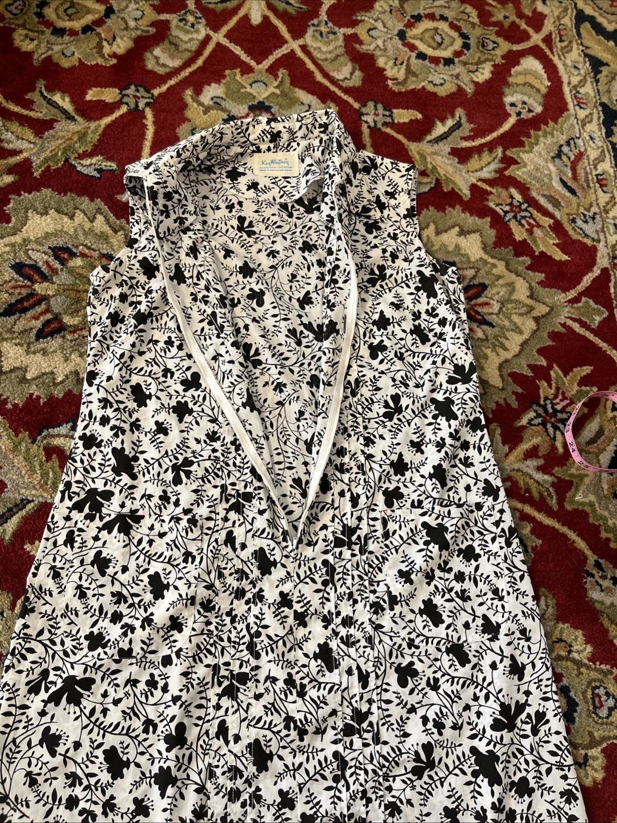 Vintage Housedress 1960’s Dress MCM Medium 50’s Handmade Chore Pockets Zip Front