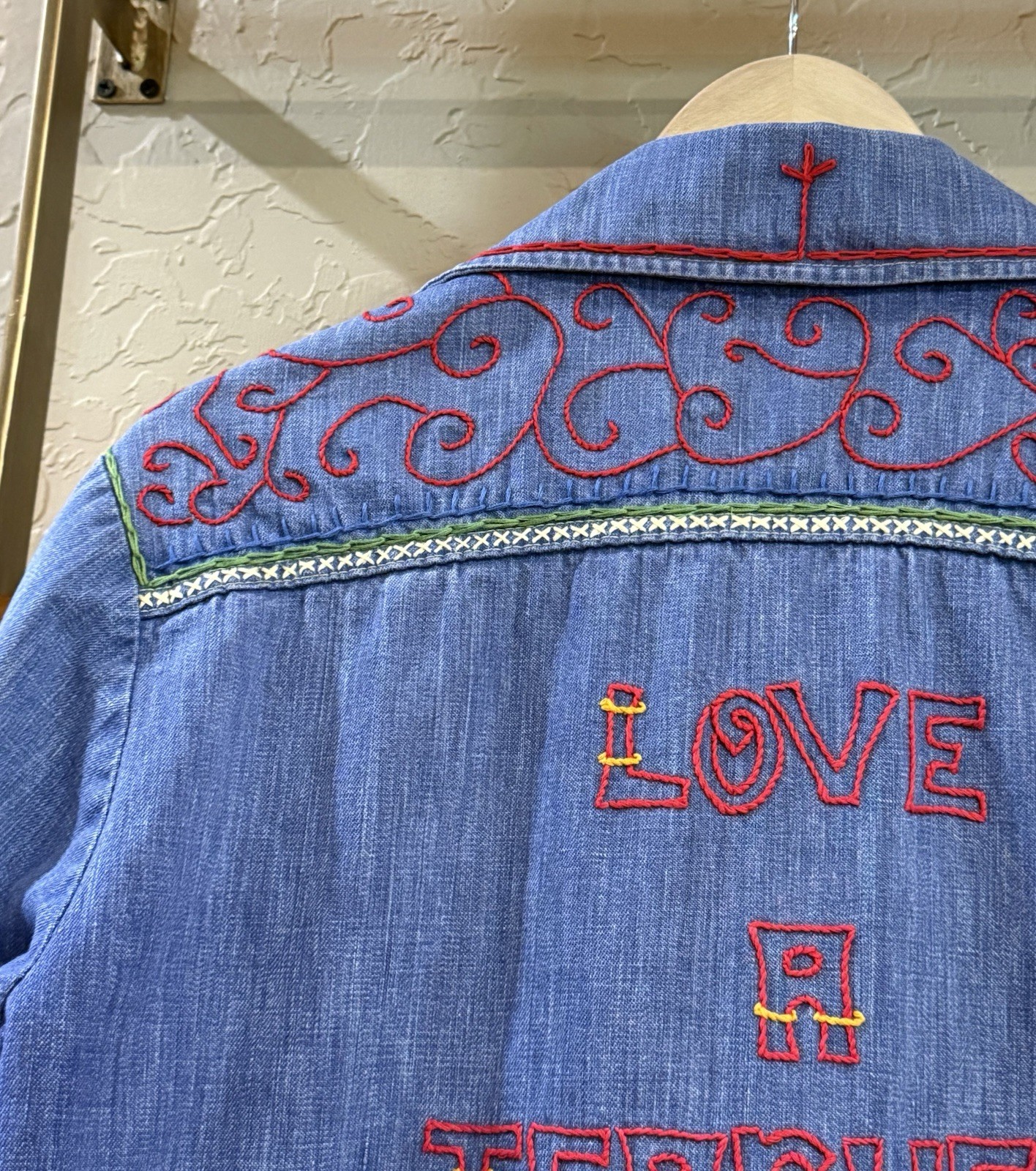 VTG 1970’s*Montgomery Ward*Embroidered “Love A Teacher It’s Educational.” Denim