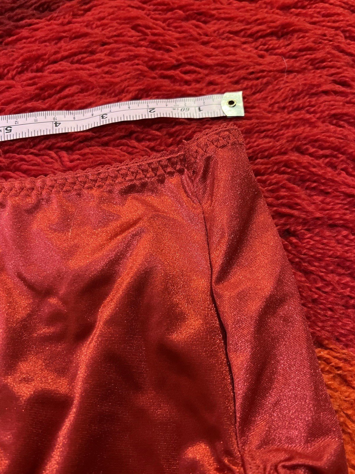 Vassarette VTG Second Skin Stretch Satin High Cut Brief Panty Red 3XL Plus
