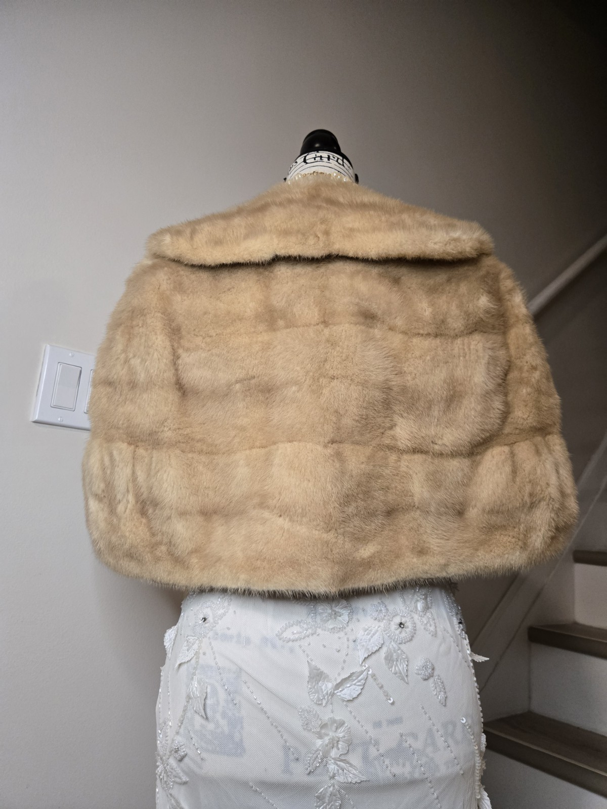Luxury Vintage Fur Natural Blond Mink Stole Wrap Cape Bolero Formal Bridal Fur