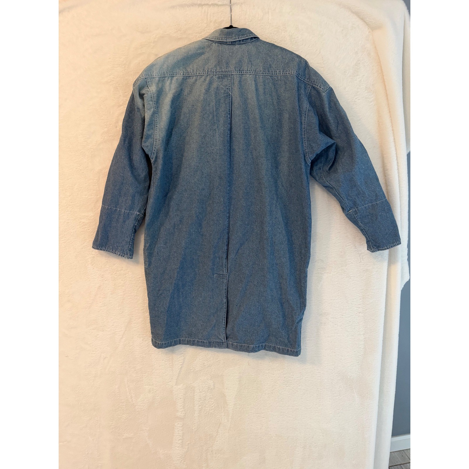 Andy Johns Vintage Denim Chore Coat Jacket Womens Medium Blue Cotton Duster Long