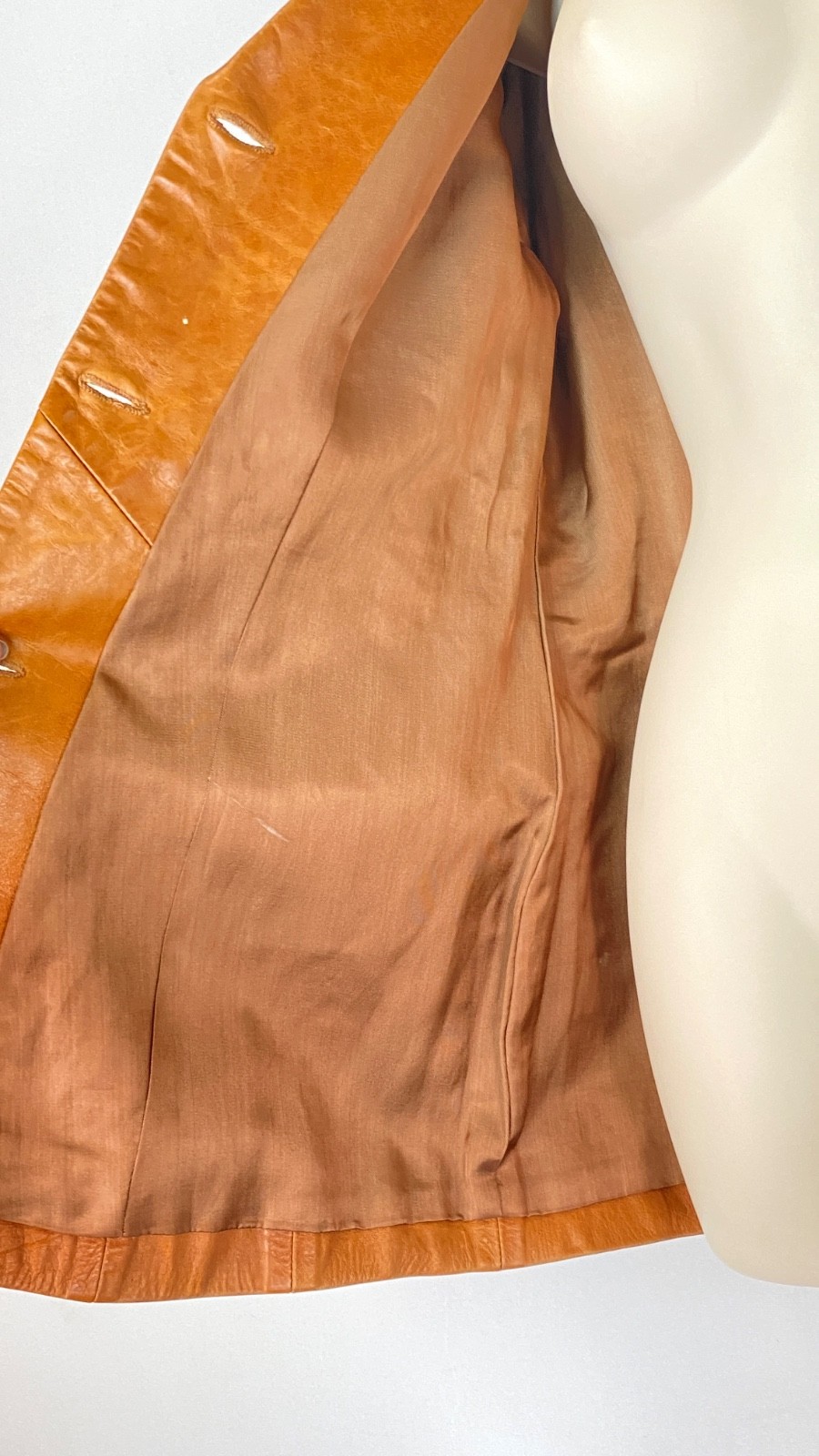 Vintage 1970s brown leather jacket caramel light orange jacket Pusco Mexico M