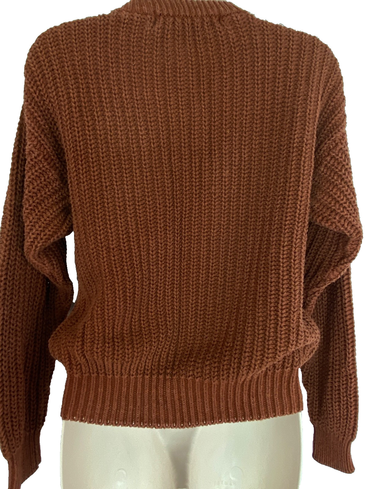 Vintage 1990s brown cotton sweater cable knit long sleeve pullover BRAMBLE LANE