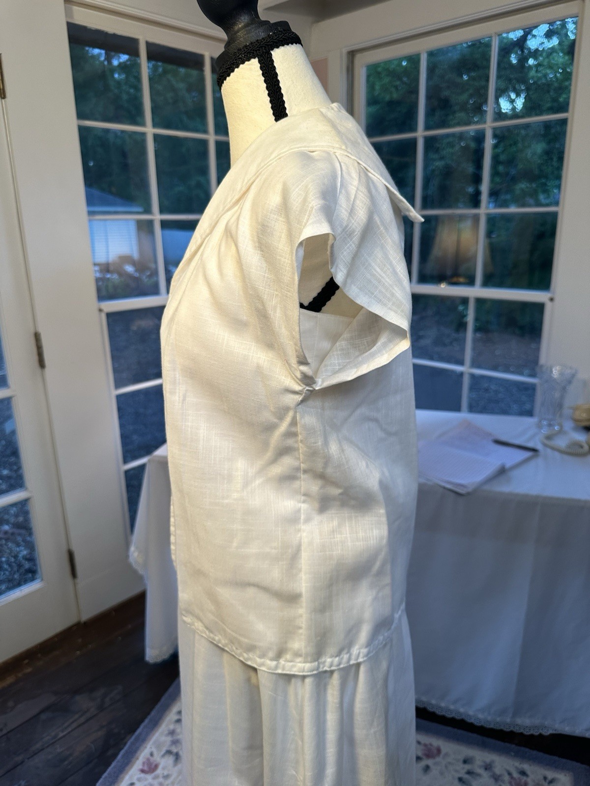 Vintage 50s Off-White Eggshell Swing Dress With Jacket Princess Bodice Small