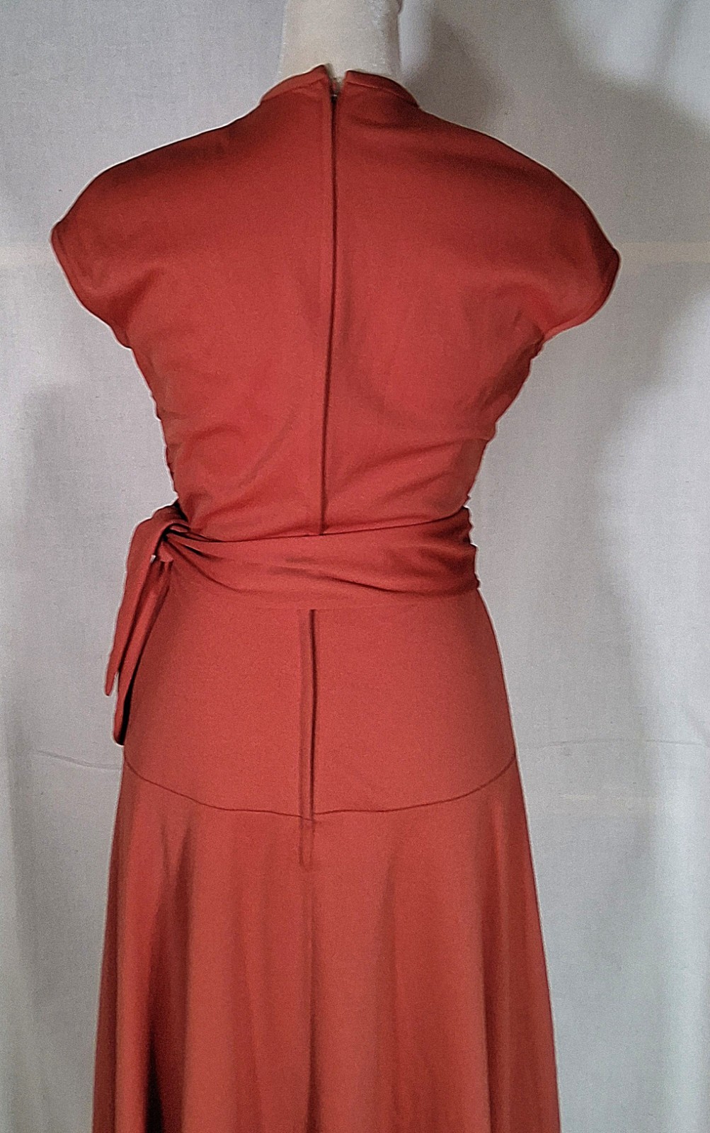 Vintage 70s Unbranded Maxi Terracotta Dress Union Label USA Size SMALL