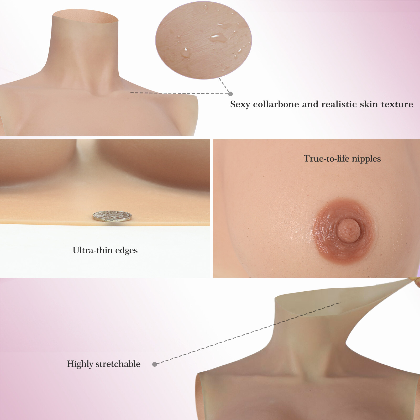 Roanyer Silicone G H Cup Breast Forms for Drag Queen Fake Boob Breastplate