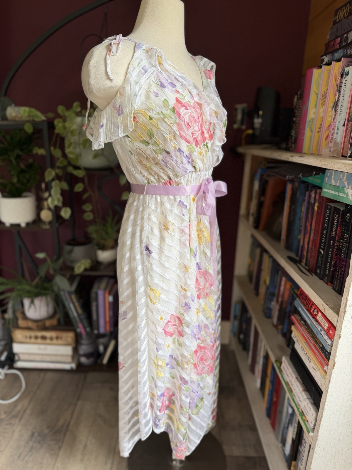 Vintage 70’s Spring Garden Fairy Dress Pink Purple Small Medium Erika’s Place