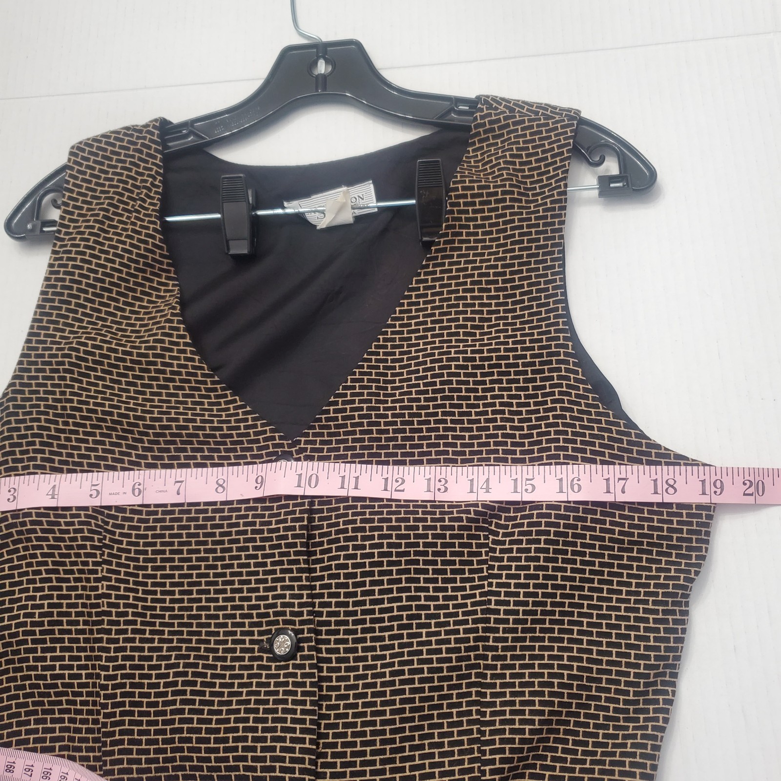 Kensington Square Rare Vintage 80s 90s Black & Brown Button Down Dress USA Sz M