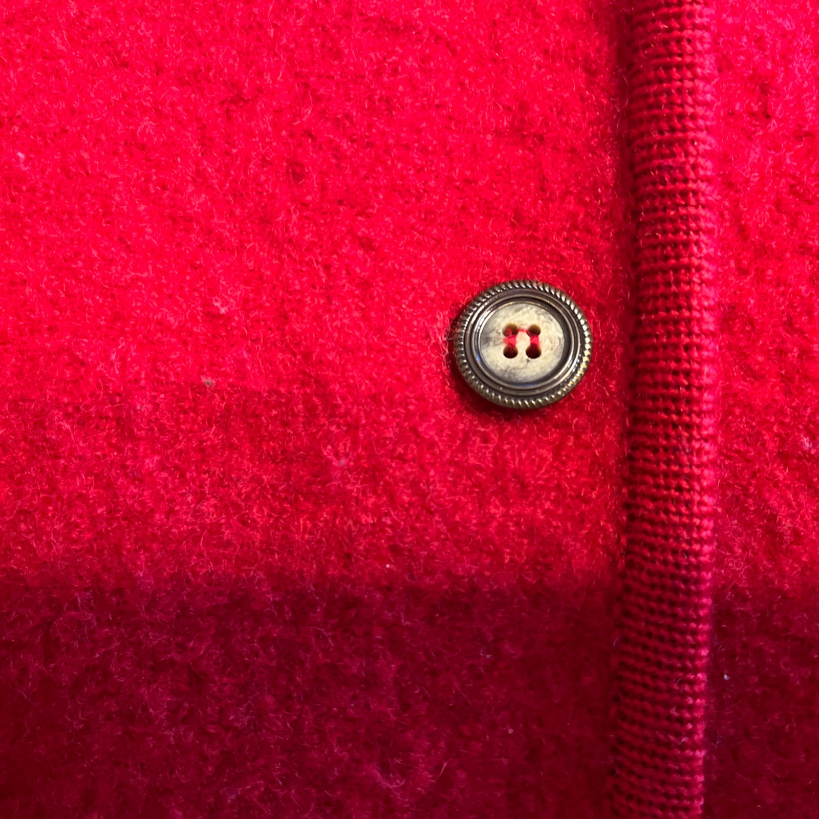 Vintage Tally Ho Red 100% Wool Cardigan Jacket Pollack Import Size M
