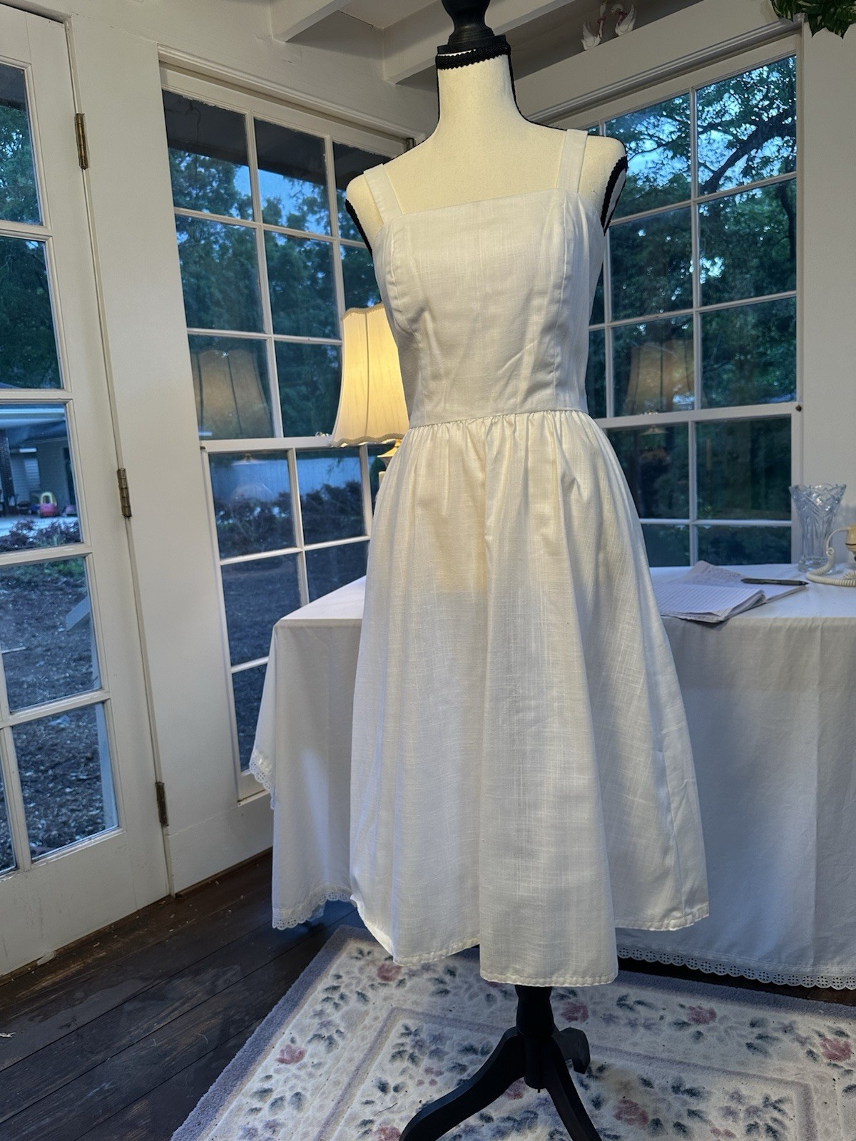 Vintage 50s Off-White Eggshell Swing Dress With Jacket Princess Bodice Small