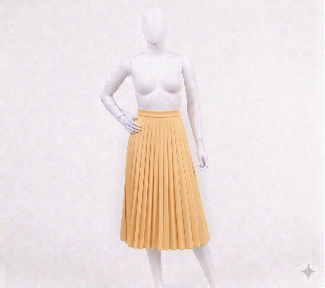 Vintage Talbots Pleated Skirt Size 12 Pastel Yellow Cream Made in USA Midi A-Lin