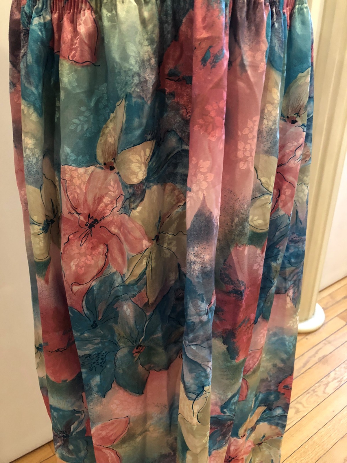 VTG Mary McFadden Vintage Pastel Floral Maxi Nightgown Gown Style 7209 USA