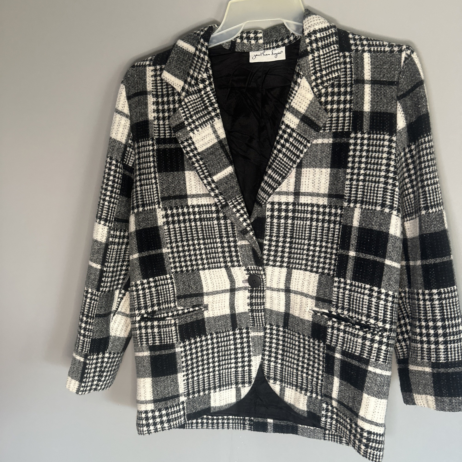 Vintage JONATHAN LOGAN Plaid Chunky Square Blazer Size 10 Made In USA