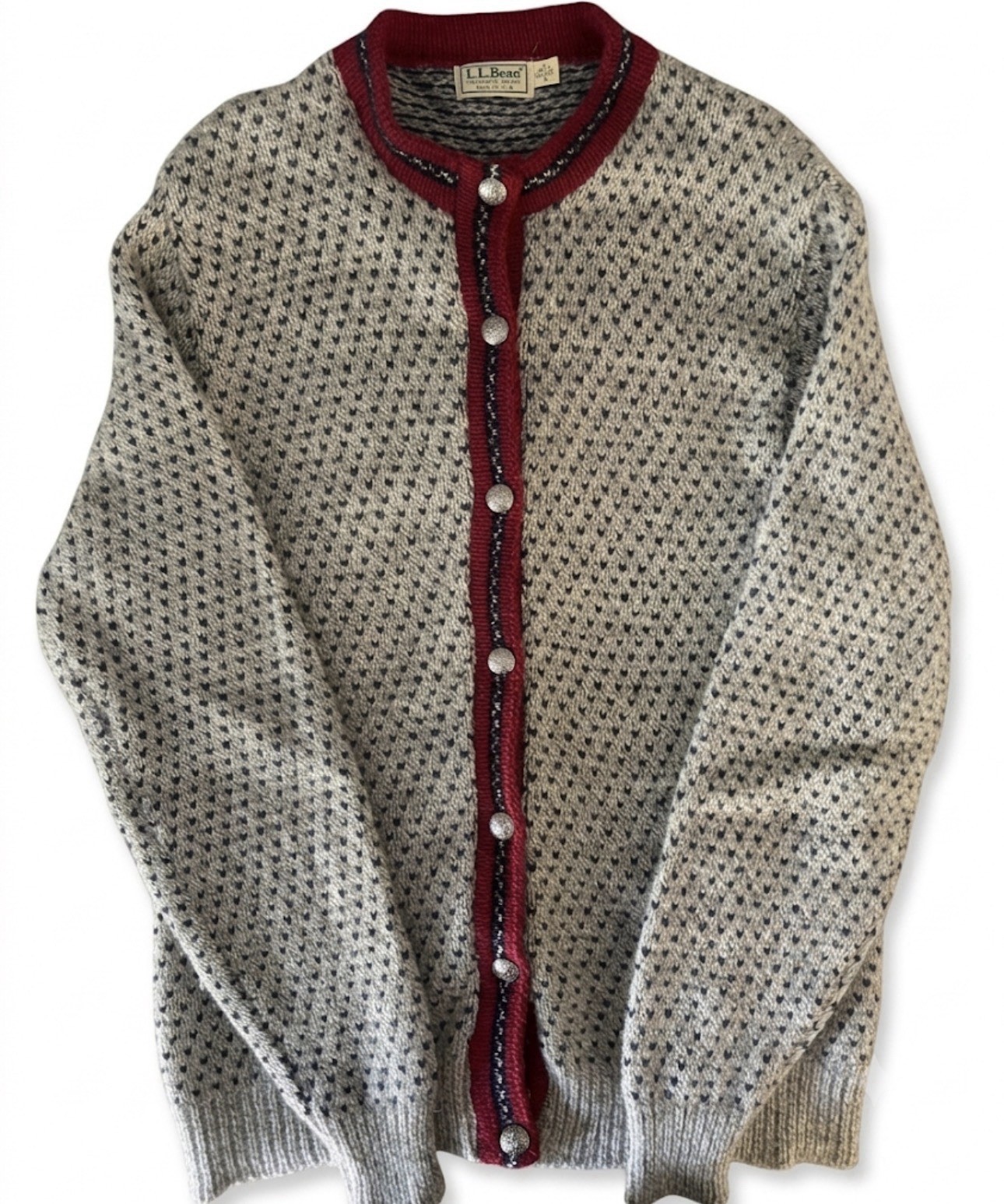 Vintage L.L. Bean USA Norwegian Wool Blend Cardigan Sweater (Size XL)