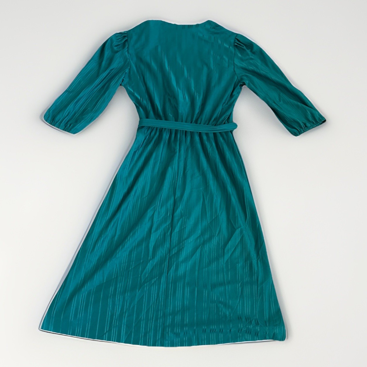VINTAGE 70s Sears Dress Sz 12P Sears 3/4 Sleeve Elastic waist Belted Secretary