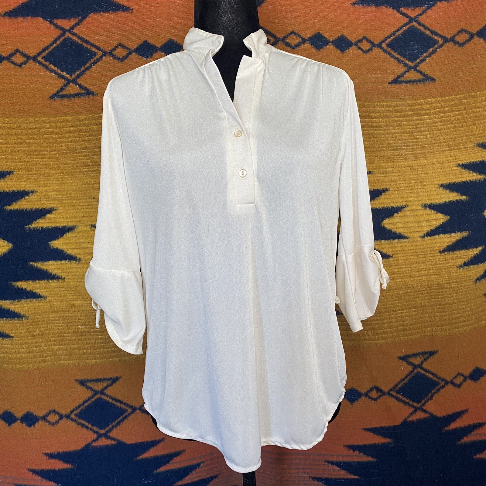 Vintage Topson Downs Of California Bohemian Blouse. Creamy White. Size Large.