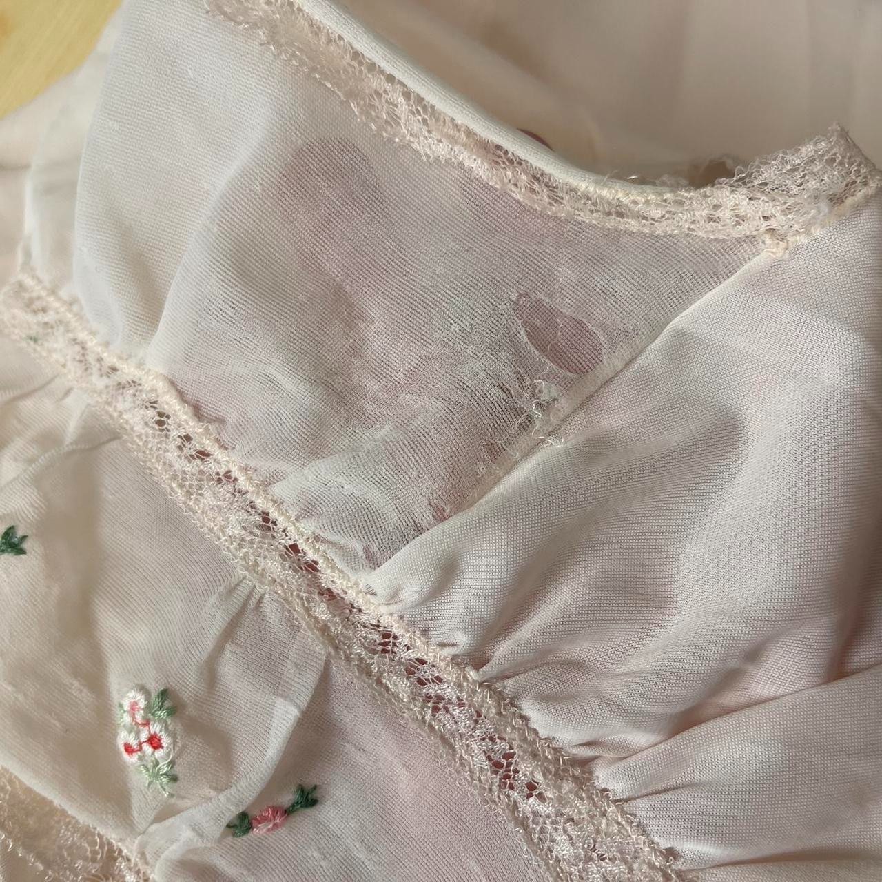 Vintage Cottagecore Coquette Embroidered Blush Grandamacore Nightgown Top